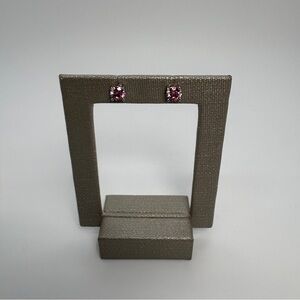 Authentic Pink Moissanite Sterling Silver Stud Earrings